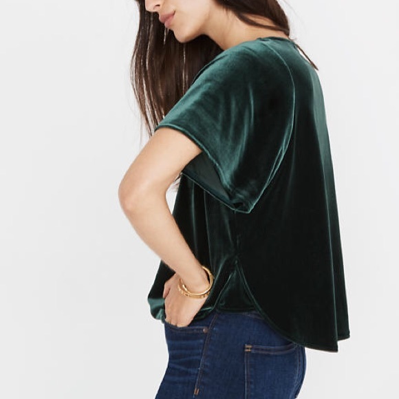 Madewell Tops - Madewell Velvet Butterfly Top Emerald Green